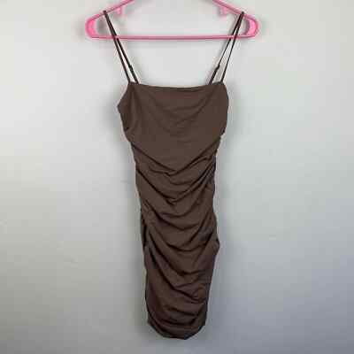 Aritzia Babaton Contour Ruched Cami Mini Dress Tan Womens Size: S | eBay