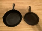 Wagner (Unmarked) Cast Iron 6-1/2 Inch Skillet,  Lodge  8 Inch Skillet  5SK USA