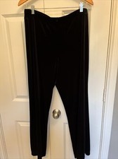VTG Choices Sz L Basic Black Velvet Pants Elastic Waist Flowy Pull On EUC 