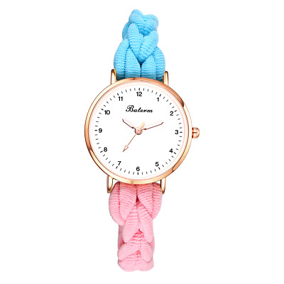 Women's Braided Elastic Hairband Watch Quartz Wrist Watch Student Bracelet Watch