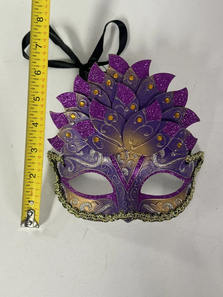 Hand Printed Venetian Mascarade Full Face Mask Made in Italy Venezia Maradi Gras - Image 4 of 4