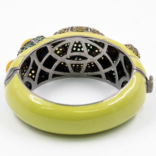11.87ct Tsavorite and Yellow Sapphire 925 Sterling Sliver Bangle Green Enamel - 第 3/8 張圖片