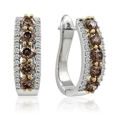 Le Vian 18K Gold Hoop Earrings Jewelry for Women 2 1/3 cts Chocolate Diamond