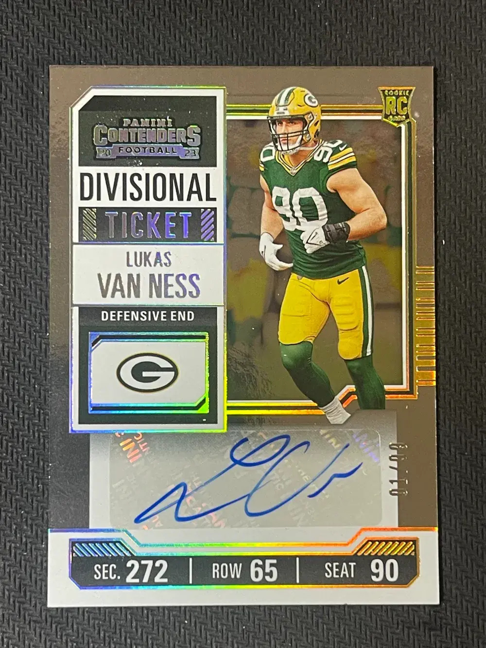 2023 Panini Contenders Divisional Ticket RC Auto #250 Lukas Van Ness 01/99  JP