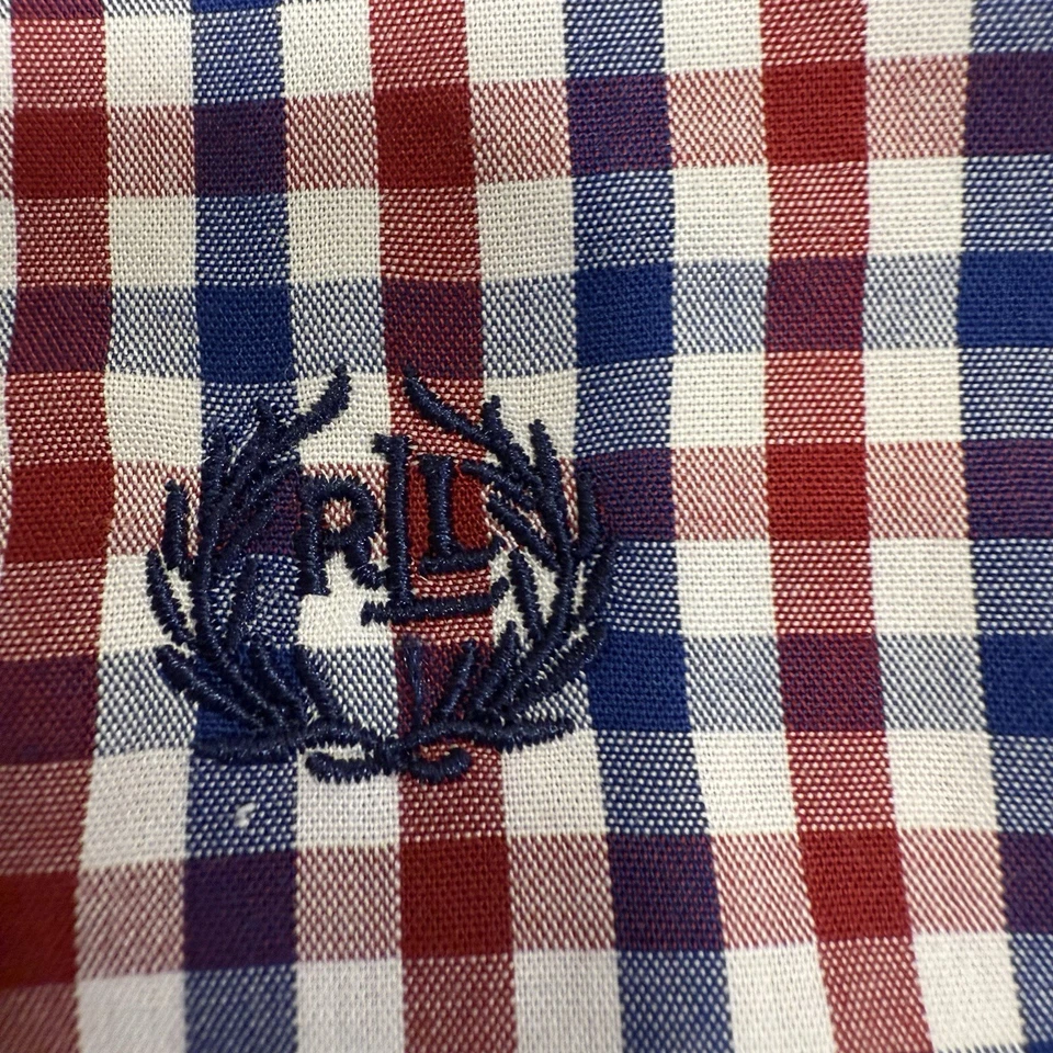 Camisa Ralph Lauren Black Label Youth Boys vermelha azul e branca botão para baixo tamanho 14 NOVA - Imagem 2 de 4