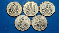 Lot of 5 CANADA 50 CENTS 1974, 76, 78, 79, 82 HALF DOLLAR COINS BK269