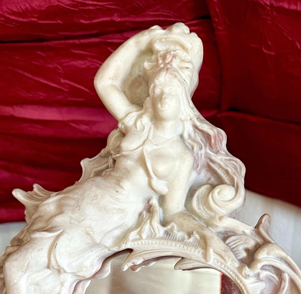 Incolay камень зеркало с женщина и Амур рельеф скульптуры стойка - Изображение 2 из 4