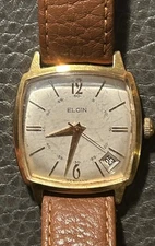Vintage Elgin men’s watch - Square 17 Jewels Germany made Calendar Unique!