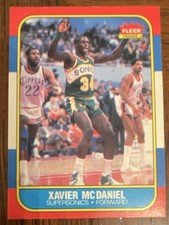 Fleer 1986-87 Xavier McDaniel #72 Rookie Seattle Supersonics Basketball Card. rookie card picture