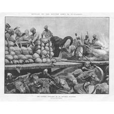 BATTLE OF PLASSEY The Nawab's Artillery on Movable Platform - Antique Print 1893