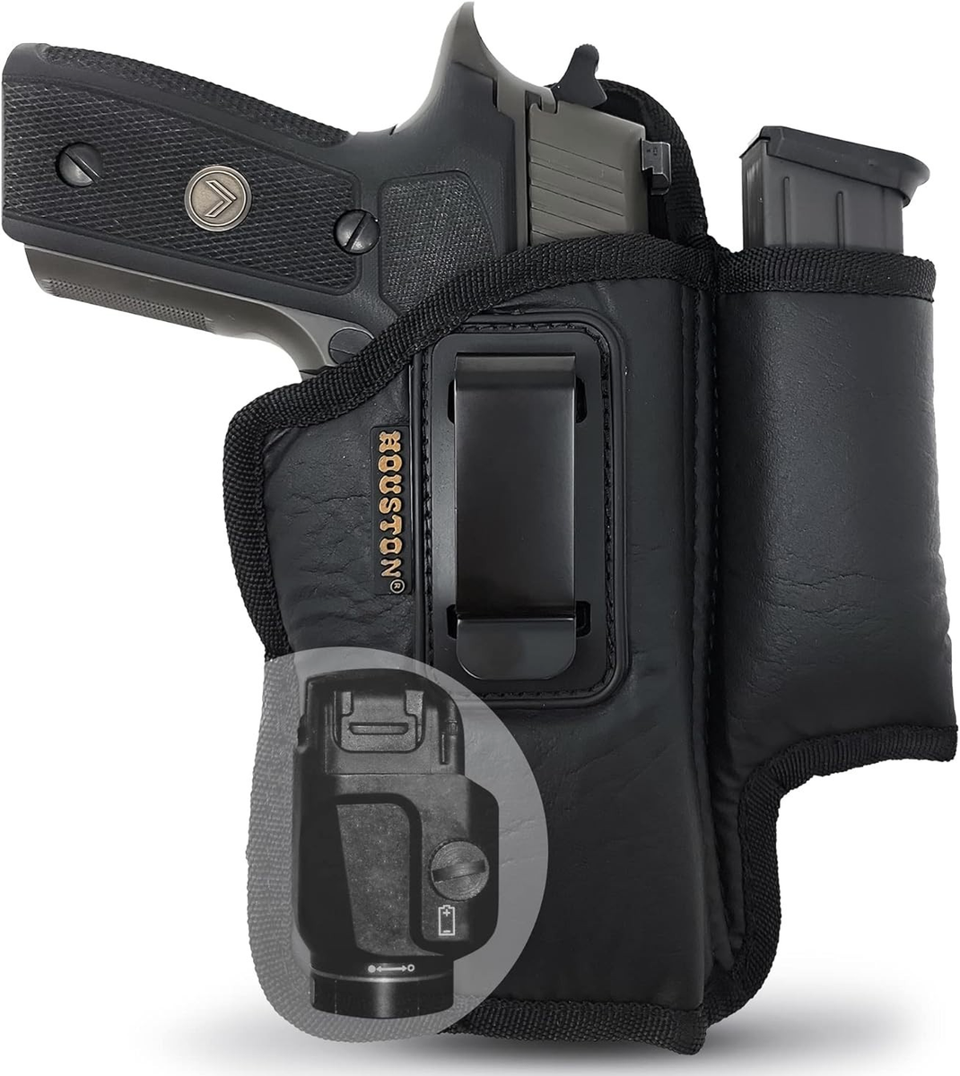 Laser/Light IWB Houston Eco Leather Holster with Magazine Pouch