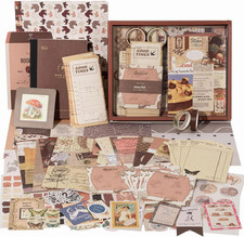 348 Pcs Scrapbooking Kit, Vintage Junk Journal Supplies for Adult, Large