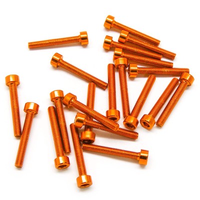 20pcs M3x20mm Socket Head Cap Screws Anodized 6063 Aluminum Hex Socket (Orange)