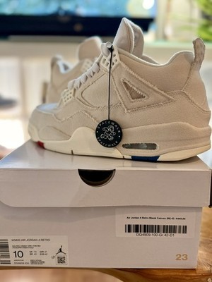 Nike Air Jordan 4 Retro-Blank Canvas-EU 42 US 8,5 Wmns 10 (Sail Cement Grey) 