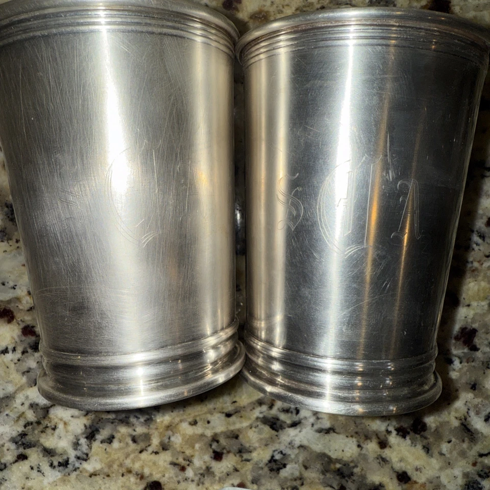 Juego de 2 tazas de julep vintage Gorham Mint enchapadas en plata YC 1529 Foto 2 de 4