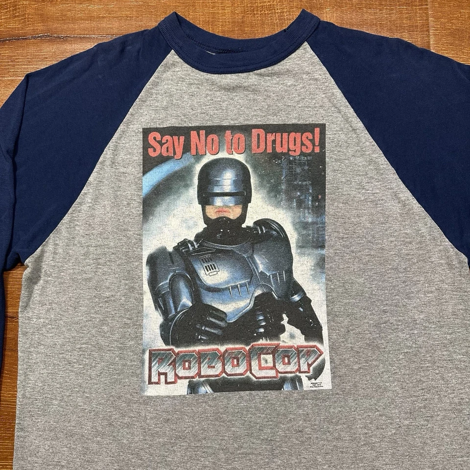 Vintage Mishka X RoboCop Baseball T Shirt Men L Gray Raglan 3/4 Sleeve 00s Drugs - Image 3 of 4