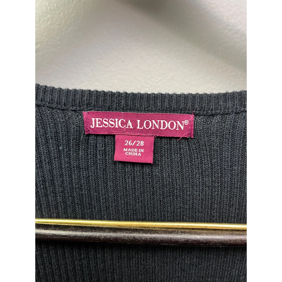 Женский свитер Jessica London большого размера 26/28 зеленый/черный клетчатый на молнии спереди - Изображение 3 из 4