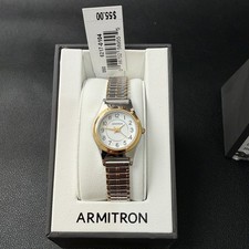 MSRP 55 Armitron 75/5420TT Women's Two-Tone Expansion Band Watch New Batt