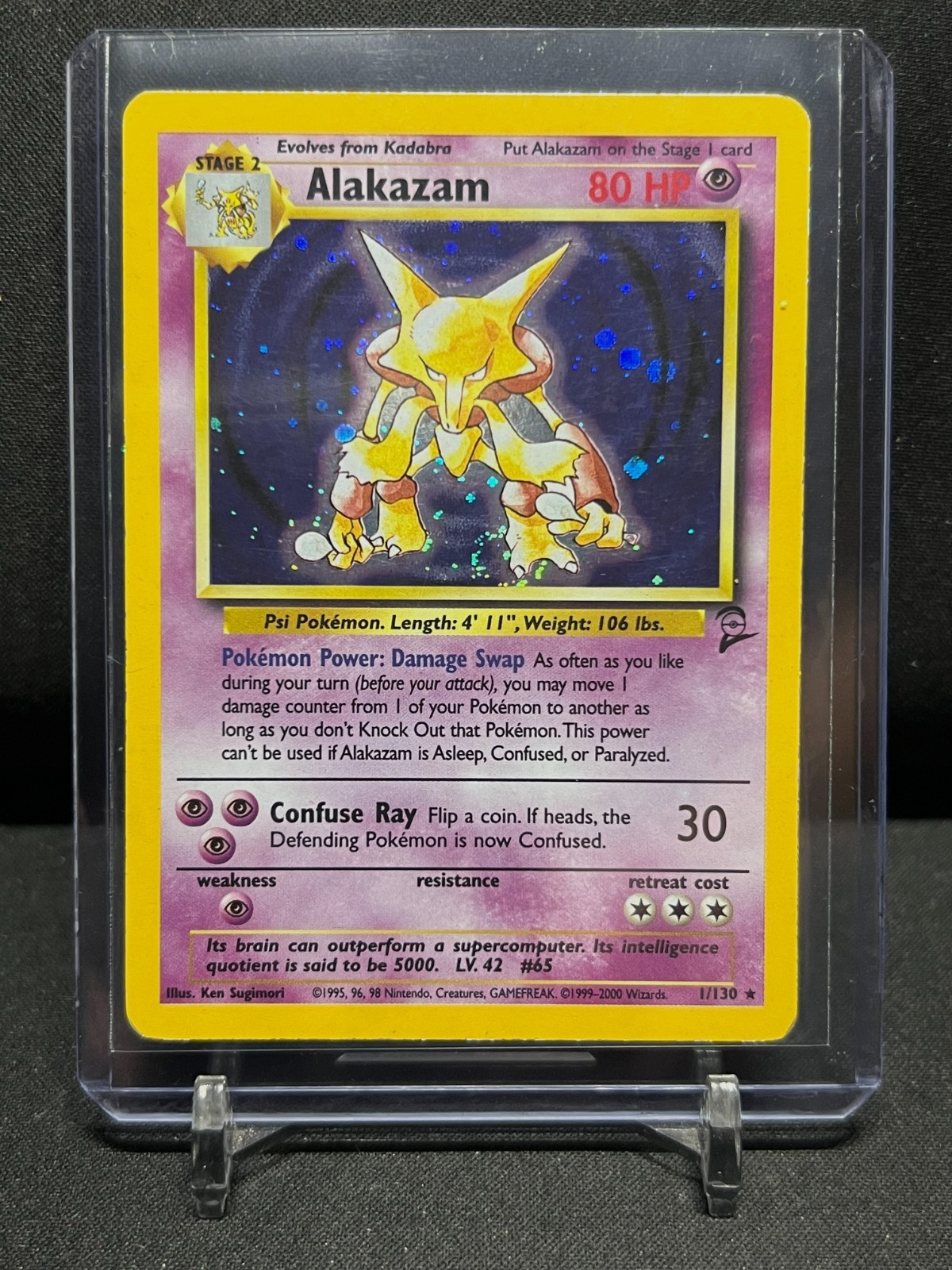Alakazam 1/130 Holo Rare Pokémon 2000 Base Set 2 MP
