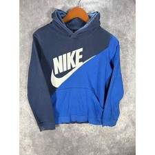Vintage Nike Hoodie Boys XL Pullover Sweatshirt Big Logo Blue Y2K Swoosh