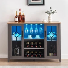 47.2x15.7x34.61 In Liquor Wine Cabinet Bar Table,with Wine&Glasses Rack,Storage