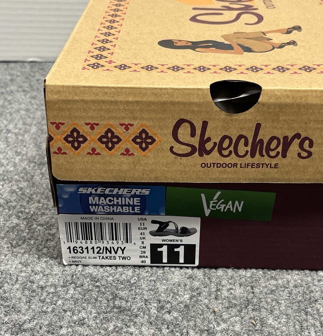 Skechers Women's 11 Reggae Sandals Slim Takes Two Navy Grey 163112
