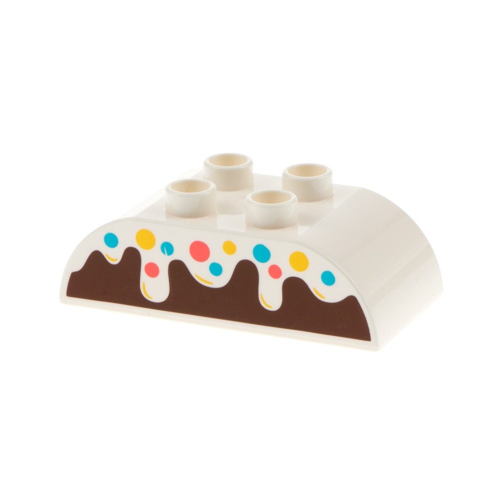1x Lego Duplo Roof Tile 2x4 White Building Brick Curved Cake 6286270 98223pb027