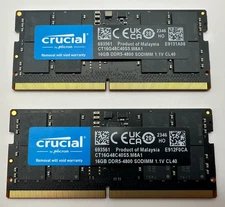 Crucial 32GB (2 x 16GB) PC5-38400 DDR5-4800 RAM Memory Kit CL40 262pin SO-DIMMs