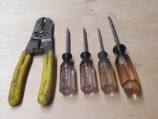MISC TOOLS FOUR TORX SCREWDRIVERS T-10 T-15 T-20 AND T-30 PLUS WIRE STRIPERS