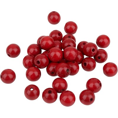 Baier und Schneider Holzperlen circa 12mm 30 Stück Rot aus Buchenholz