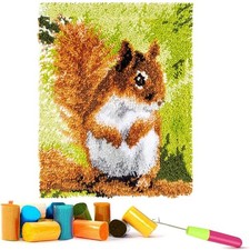 DIY Latch Hook Rug Kits, Gift Packaging Crochet Tapestry Yarn Kits, Pre-Print...