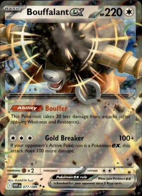 Bouffalant ex 077/086 Holo Pokemon White Flare Double Rare NM