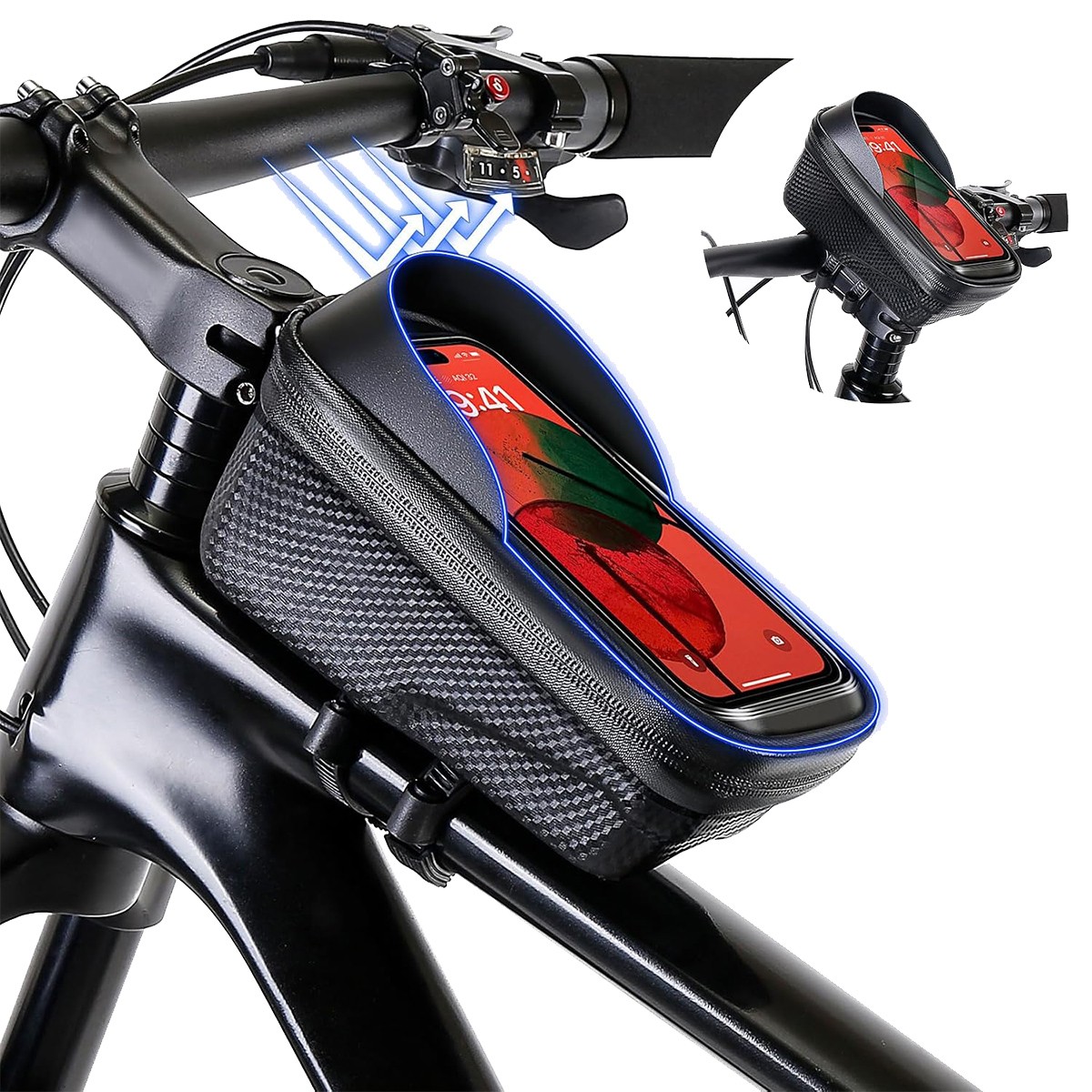 Borsa per bicicletta con supporto per smartphone foto 3