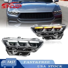 SINDAR LED Headlights for Ford Mustang 2024-Up Dynamic Animation Chrome/Black