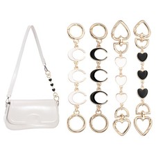 Bag Extender Chain, 4 Pcs Purse Strap Heart Moon Shape Chain, White/Brown