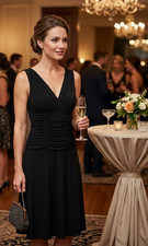LBD Size 14 V-Neck Ruching Bodice