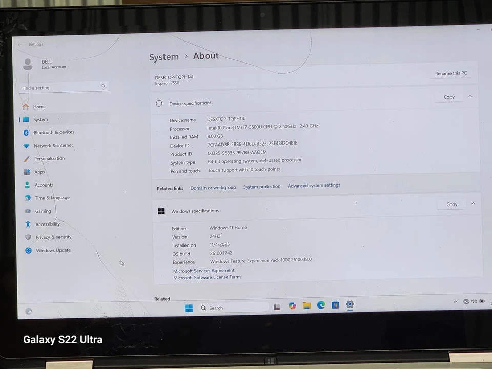 DELL INSPIRON 7558 15.6'' PANTALLA TÁCTIL RAM 8GB HDD 320GB i7 5ta GENERACIÓN 100% BATERÍA Foto 2 de 4