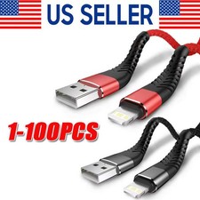 Braided Fast Charger Cable Heavy Duty USB lot Cord For iPhone 14 13 12 11 X XR 8