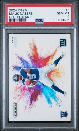 2024 PANINI PRIZM COLOR BLAST #6 MALIK NABERS PSA 10