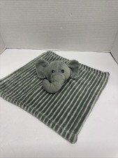 Lila Jack Gray Elephant White Stripe Plush Lovey Security Blanket 11"