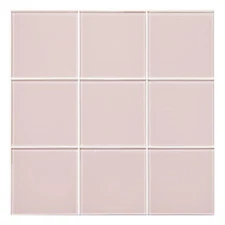 Pink Peel and Stick Backsplash Glass Tile with Frame, Square Mosaic Wall Tile...