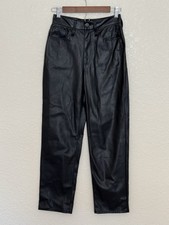 Madewell Jeans Black Faux Leather The Perfect Vintage Straight High Rise Moto 24