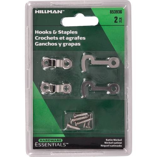 Hillman Decorative Hook and Staple Satin Nickel 2 Pack 853936