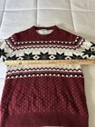 Old Navy Fair Isle Sweater Men’s M Red Cream Nordic Cabin Core Winter Holiday  — photo 6
