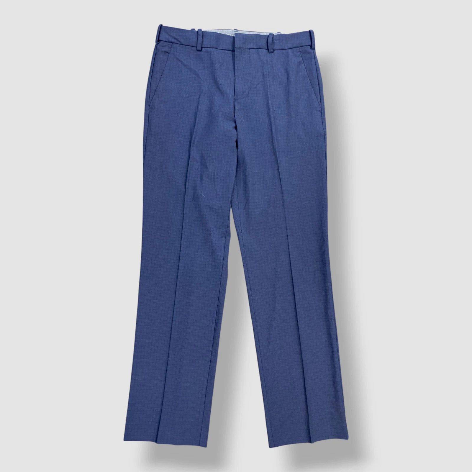 Perry Ellis Portfolio Men's Blue Modern Fit Plaid Dress Pants Size 38W 30L