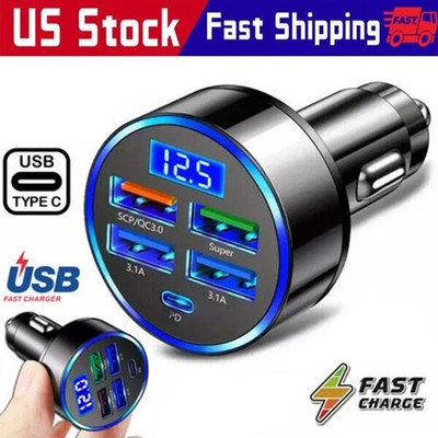 4 USB Port Super Fast Car Charger Adapter for iPhone Samsung Android Phone LOT