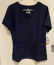 Women's Adar Pro Scrubs V-Neck Scrub Top Navy Size Medium *NEW* tailored fit