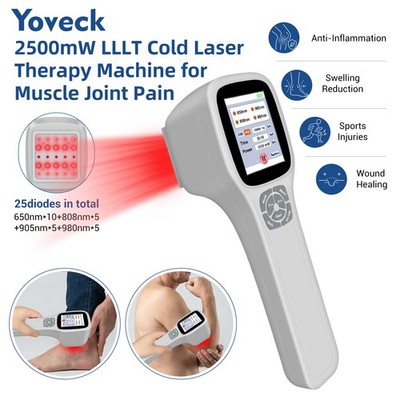 Portable 25 Diode Cold Laser Therapy Device 650 808 905 980nm for Pain Relief