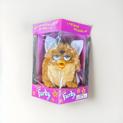 New 1998 Vintage Furby Tiger Model 70-800 NOS in Box, Brown / White Fur See Pics