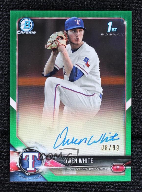 2018 Bowman Draft Chrome Pick Green Refractor 8/99 Owen White #CDA-OW Auto 10no
